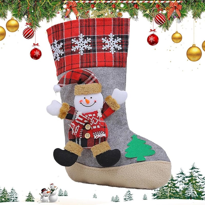 جوارب زينة عيد الميلاد برجل ثلج مع رقاقات ثلجية لحفلة عطلة العائلة في مزرعة الأطفال - Image 1